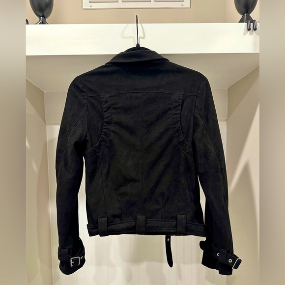 LE LIS Black Faux Suede Moto Jacket Size Small - Picture 3 of 6